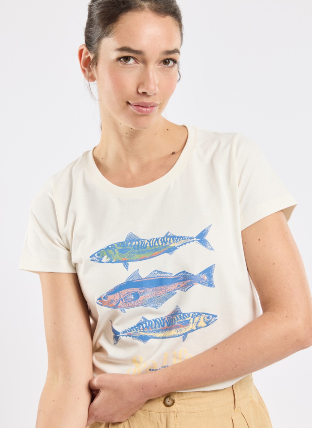 Tee-shirts T-shirt Cybaille pivoine femme blanc Bermudes Tee-shirts T-shirt Cybaille pivoine femme blanc Blanc mat