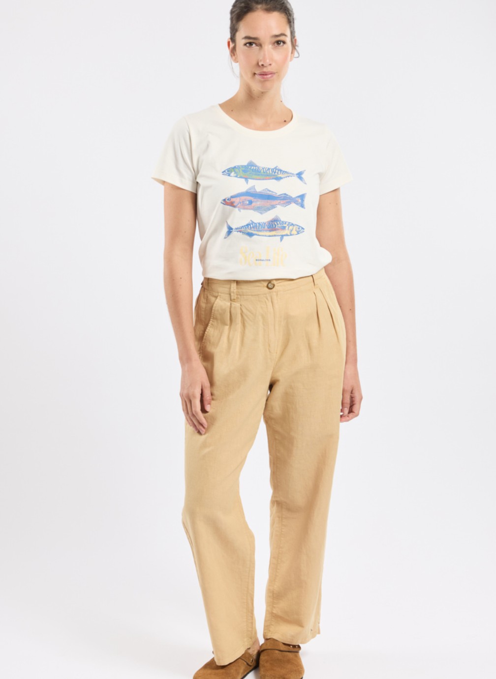 Tee-shirts T-shirt Cybaille pivoine femme blanc Bermudes Tee-shirts T-shirt Cybaille pivoine femme blanc Blanc mat