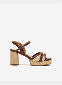 Sandales CHICLANA RAFHIA MARRON ET SANDALES EN CUIR À TALONS femme marron