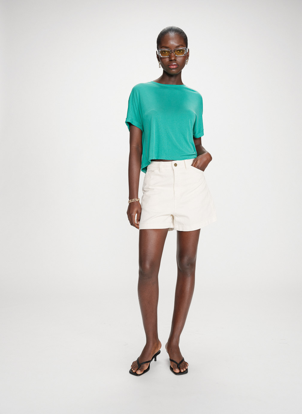 Tee-shirts T-shirt oversize en modal col rond vert Parma femme vert Grace & Mila Tee-shirts T-shirt oversize en modal col rond vert Parma femme vert Vert