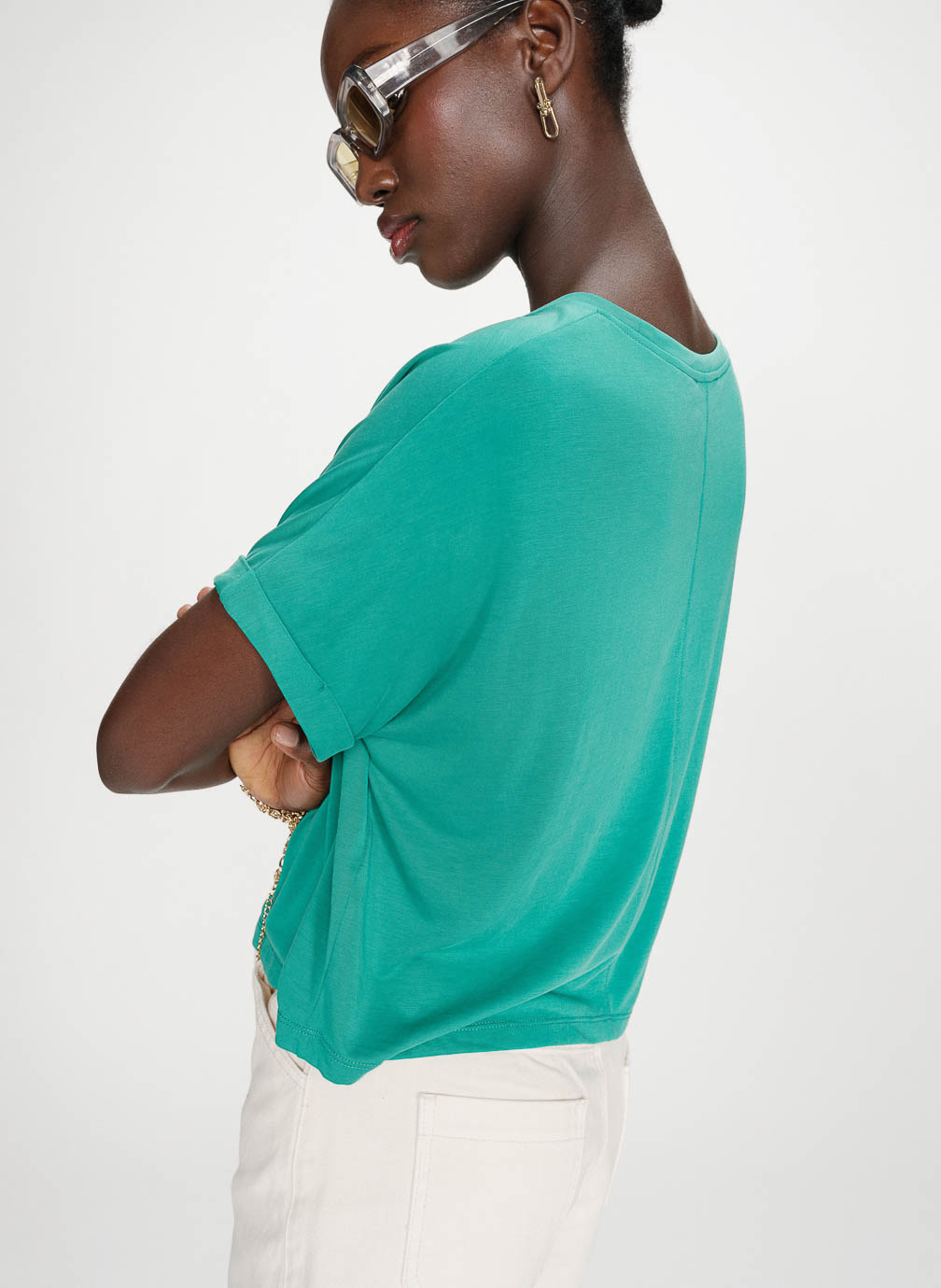 Tee-shirts T-shirt oversize en modal col rond vert Parma femme vert Grace & Mila Tee-shirts T-shirt oversize en modal col rond vert Parma femme vert Vert