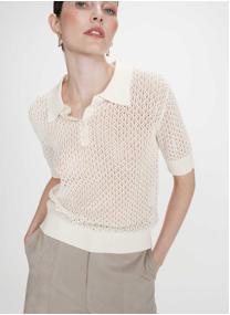 Pulls Polo en fine maille ajourée manches courtes ecru Vathi femme beige Grace & Mila Pulls Polo en fine maille ajourée manches courtes ecru Vathi femme beige Ecru