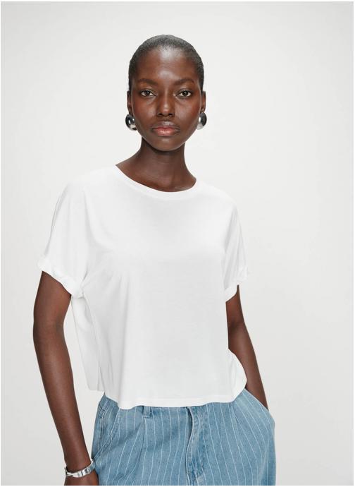 Grace & Mila Tee-shirts T-shirt oversize en modal col rond ivoire Parma femme beige