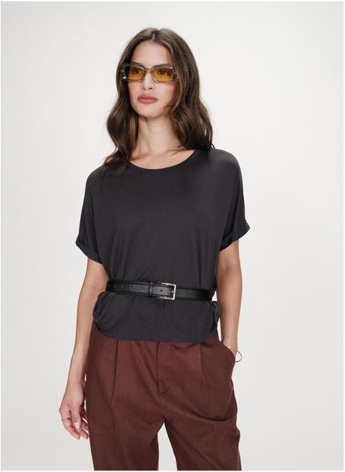 Grace & Mila Tee-shirts T-shirt oversize en modal col rond carbone Parma femme noir