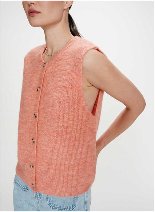 Grace & Mila Gilets Cardigan en maille texturée sans manches corail Vollando femme orange