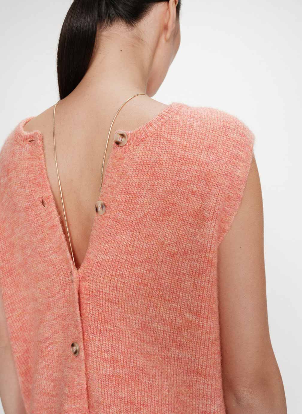 Gilets Cardigan en maille texturée sans manches corail Vollando femme orange Grace & Mila Gilets Cardigan en maille texturée sans manches corail Vollando femme orange Orange clair