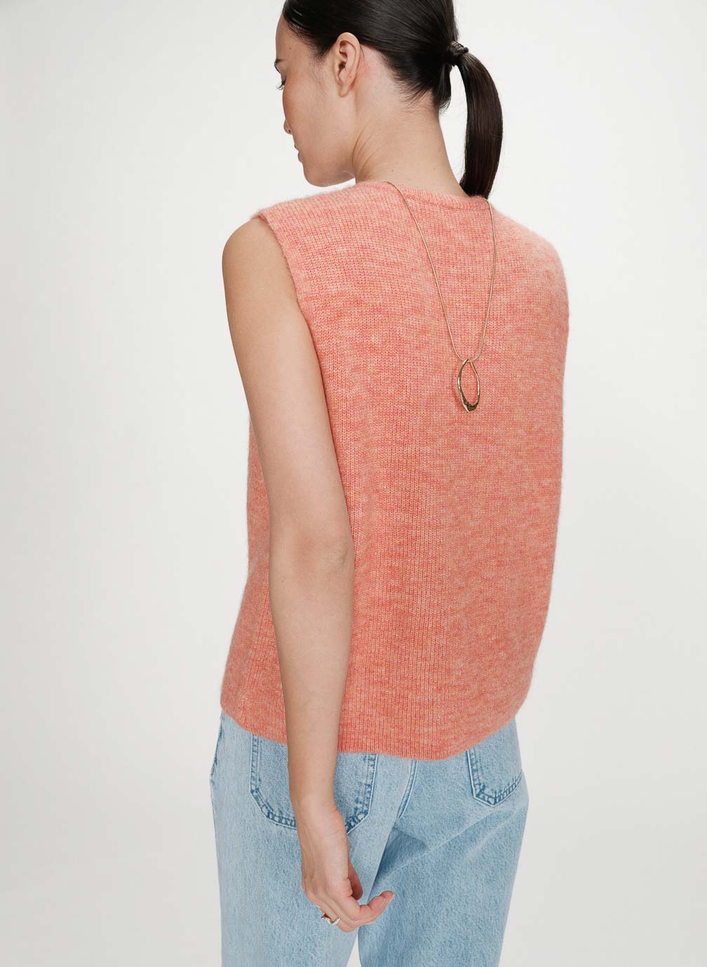 Gilets Cardigan en maille texturée sans manches corail Vollando femme orange Grace & Mila Gilets Cardigan en maille texturée sans manches corail Vollando femme orange Orange clair