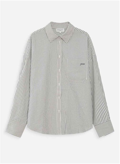 Grace & Mila Chemises Chemise oversize rayée en coton marine Vipera femme bleu