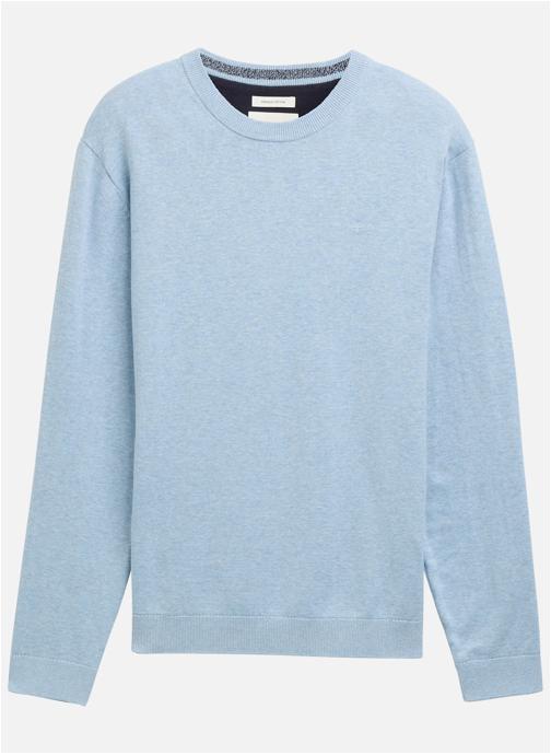 Tom Tailor Pulls Pull coton col rond droit - 1039810 homme bleu