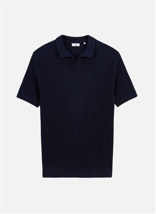 Serge Blanco Pulls Pull manches courtes Milan à col polo en coton et lin bleu marine homme bleu