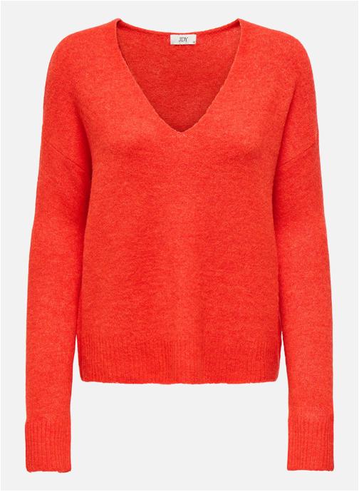 JDY Pulls Pull col v droit - 15207823 femme orange