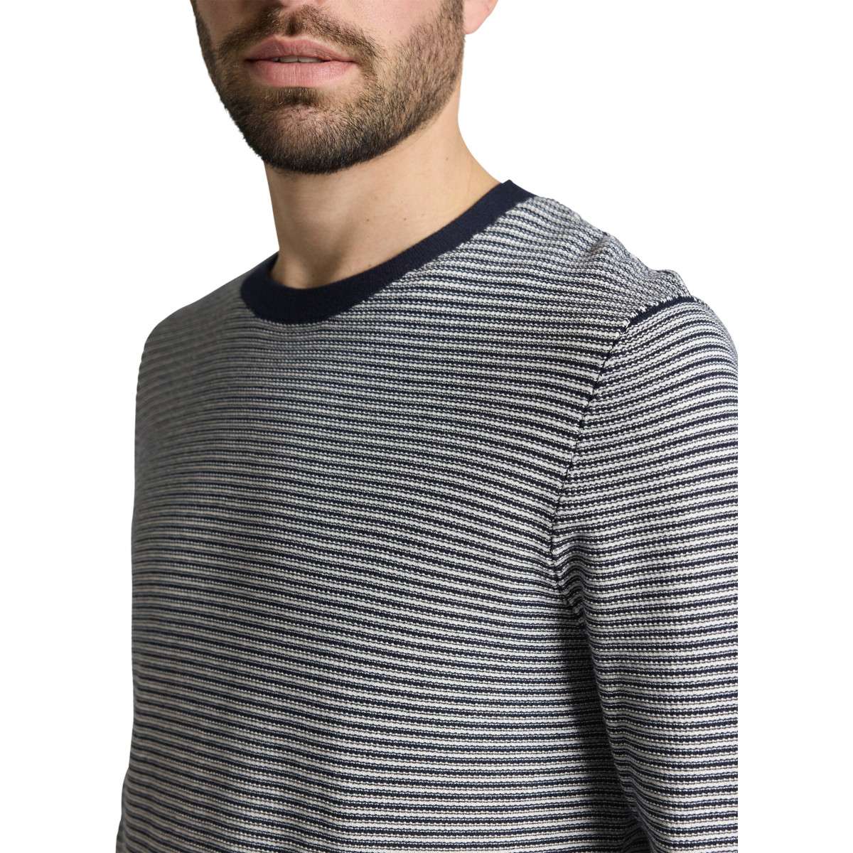 Pulls Pull coton à rayures col rond droit - 1050091 homme bleu Tom Tailor Pulls Pull coton à rayures col rond droit - 1050091 homme bleu Bleu