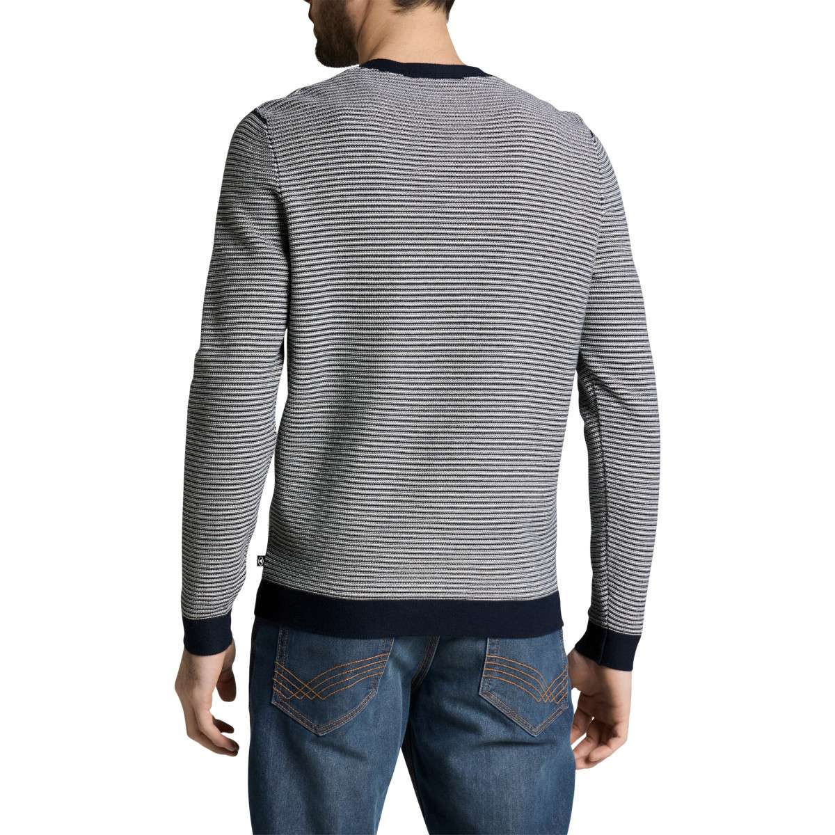 Pulls Pull coton à rayures col rond droit - 1050091 homme bleu Tom Tailor Pulls Pull coton à rayures col rond droit - 1050091 homme bleu Bleu