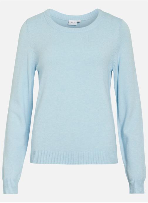 Vila Pulls Pull col rond droit - 14054177 femme bleu