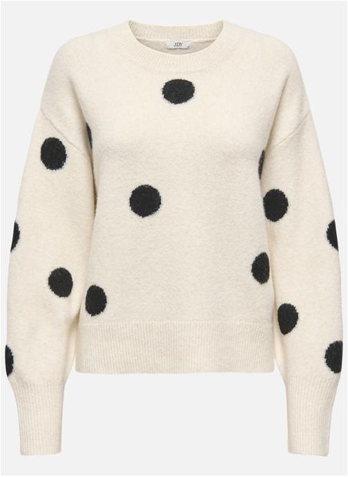 JDY Pulls Pull à pois col rond droit - 15363359 femme blanc
