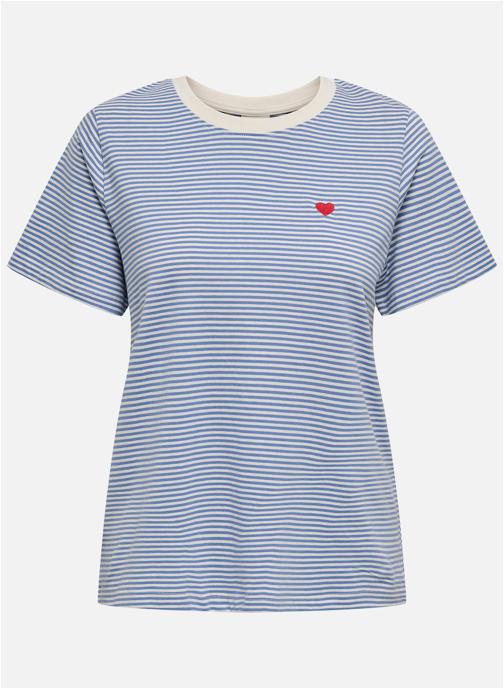 JDY Tee-shirts T-shirt coton à rayures droit - 15298612 femme bleu