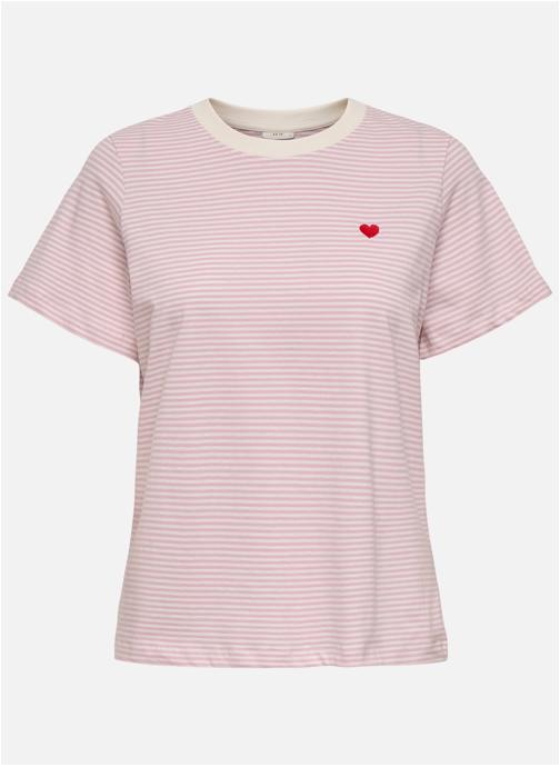JDY Tee-shirts T-shirt coton à rayures droit - 15298612 femme rose