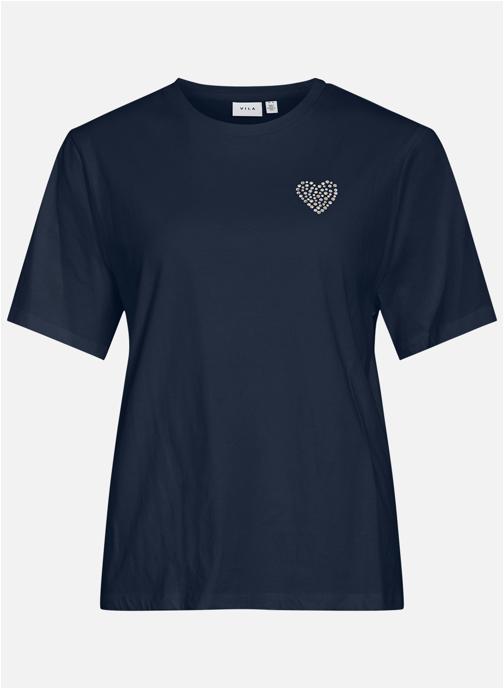 Vila Tee-shirts T-shirt coton droit - 14112465 femme bleu