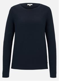 Sweats à capuche Sweat coton biologique col rond ajusté - 1016350 femme bleu Tom Tailor Sweats à capuche Sweat coton biologique col rond ajusté - 1016350 femme bleu Bleu