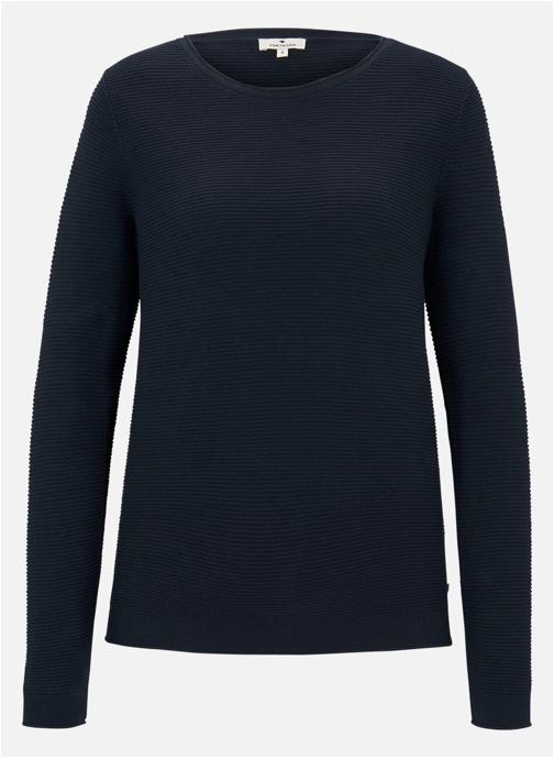 Tom Tailor Sweats à capuche Sweat coton biologique col rond ajusté - 1016350 femme bleu