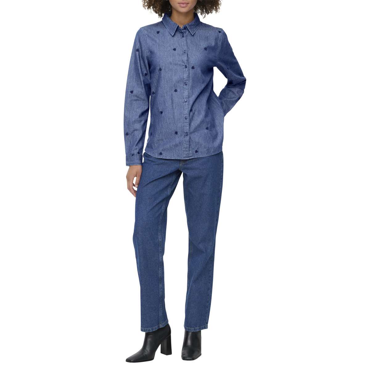 Chemises Chemisier coton à motifs droit - 15363999 femme bleu JDY Chemises Chemisier coton à motifs droit - 15363999 femme bleu Bleu