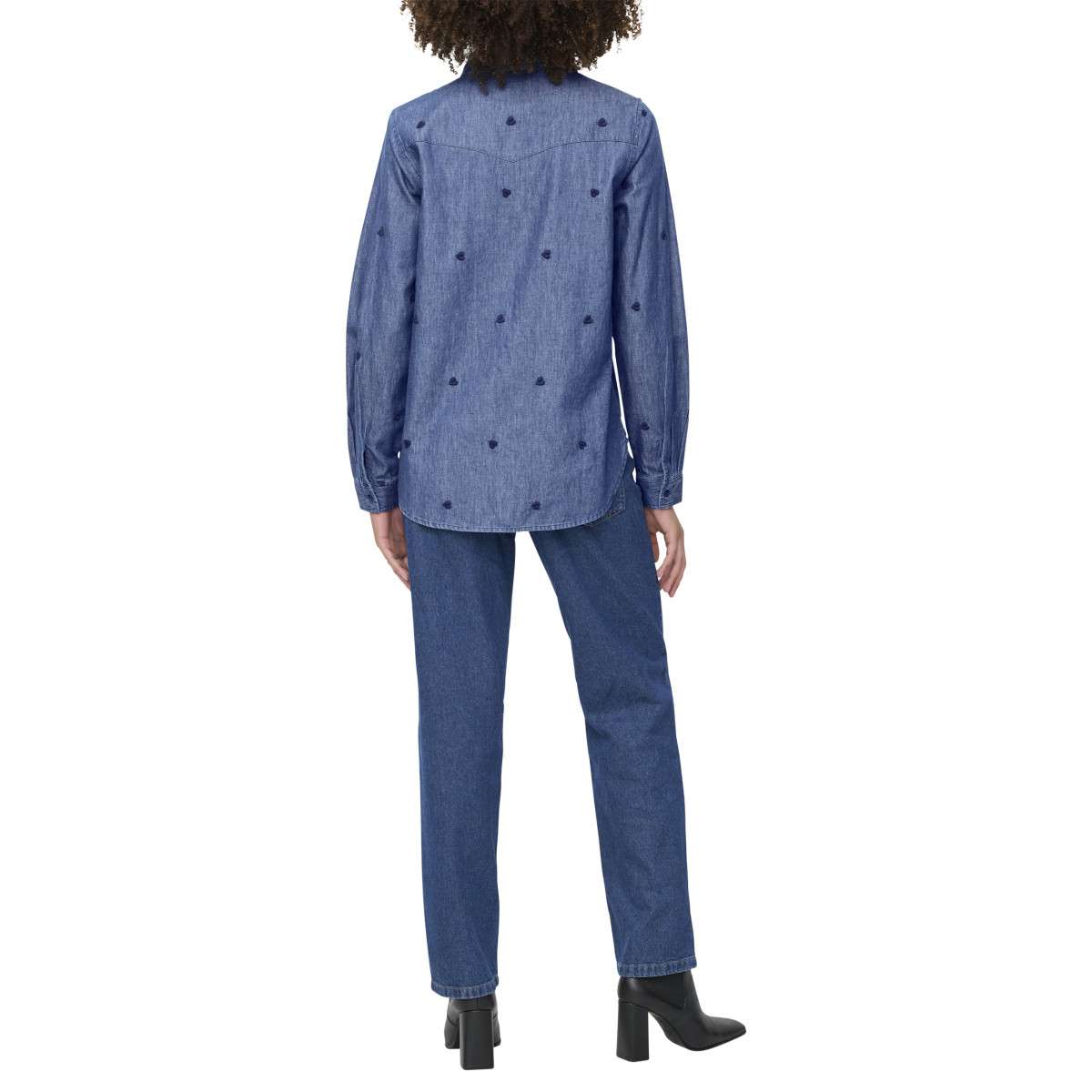 Chemises Chemisier coton à motifs droit - 15363999 femme bleu JDY Chemises Chemisier coton à motifs droit - 15363999 femme bleu Bleu