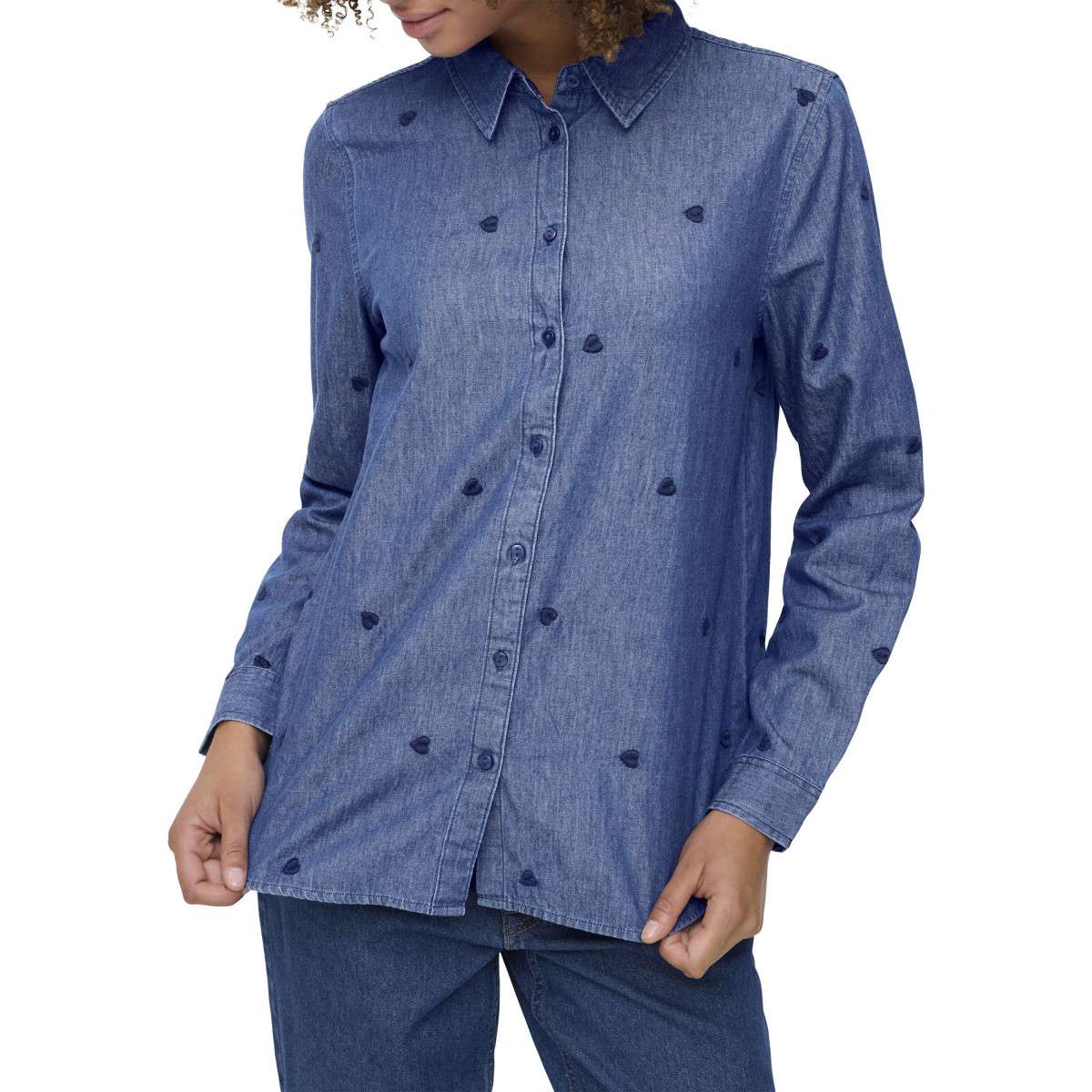 Chemises Chemisier coton à motifs droit - 15363999 femme bleu JDY Chemises Chemisier coton à motifs droit - 15363999 femme bleu Bleu