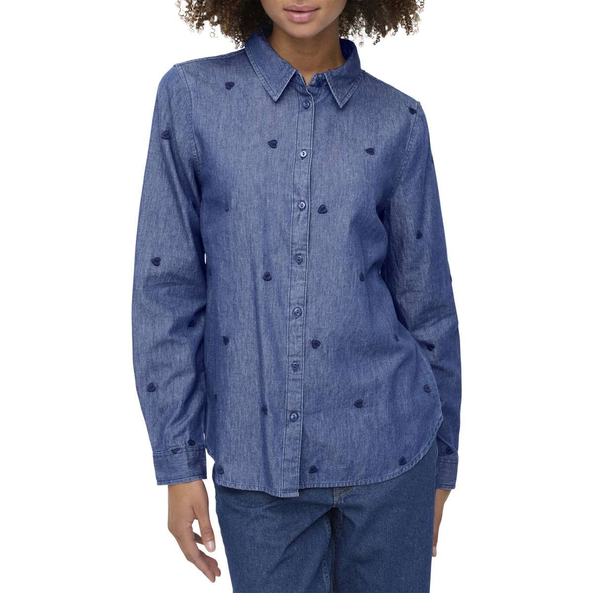 Chemises Chemisier coton à motifs droit - 15363999 femme bleu JDY Chemises Chemisier coton à motifs droit - 15363999 femme bleu Bleu