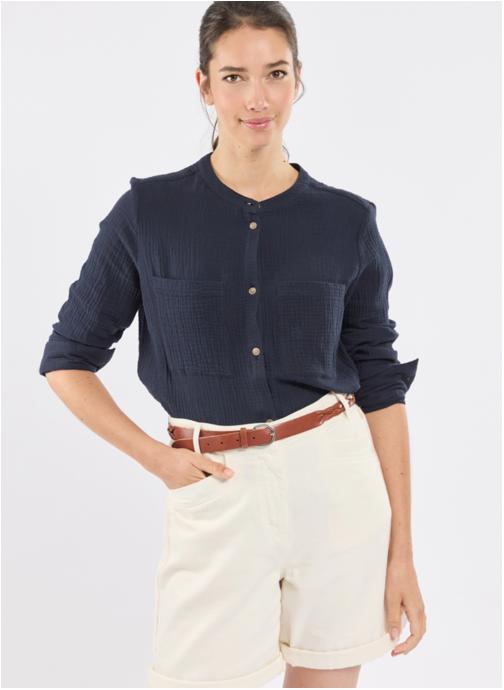 Bermudes Chemises Chemise Corlyne mandarine femme bleu