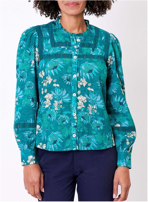 La Fiancée Chemises Chemise imprimée macramé coton bio ADIL femme vert
