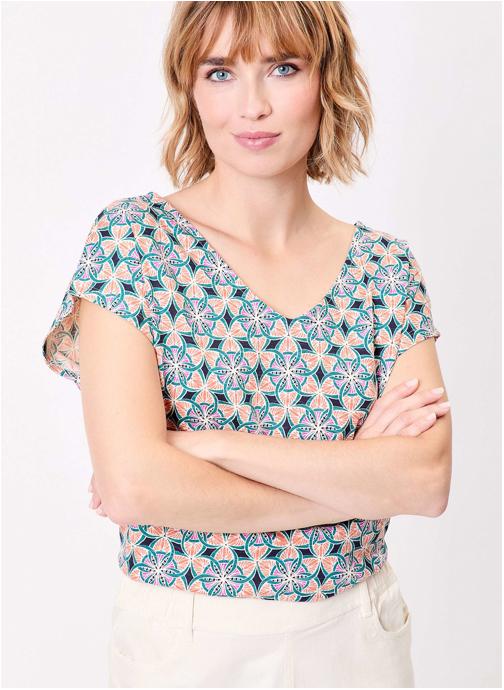 La Fiancée Tee-shirts T-shirt imprimé coton bio col V BACACIANE femme multicolore
