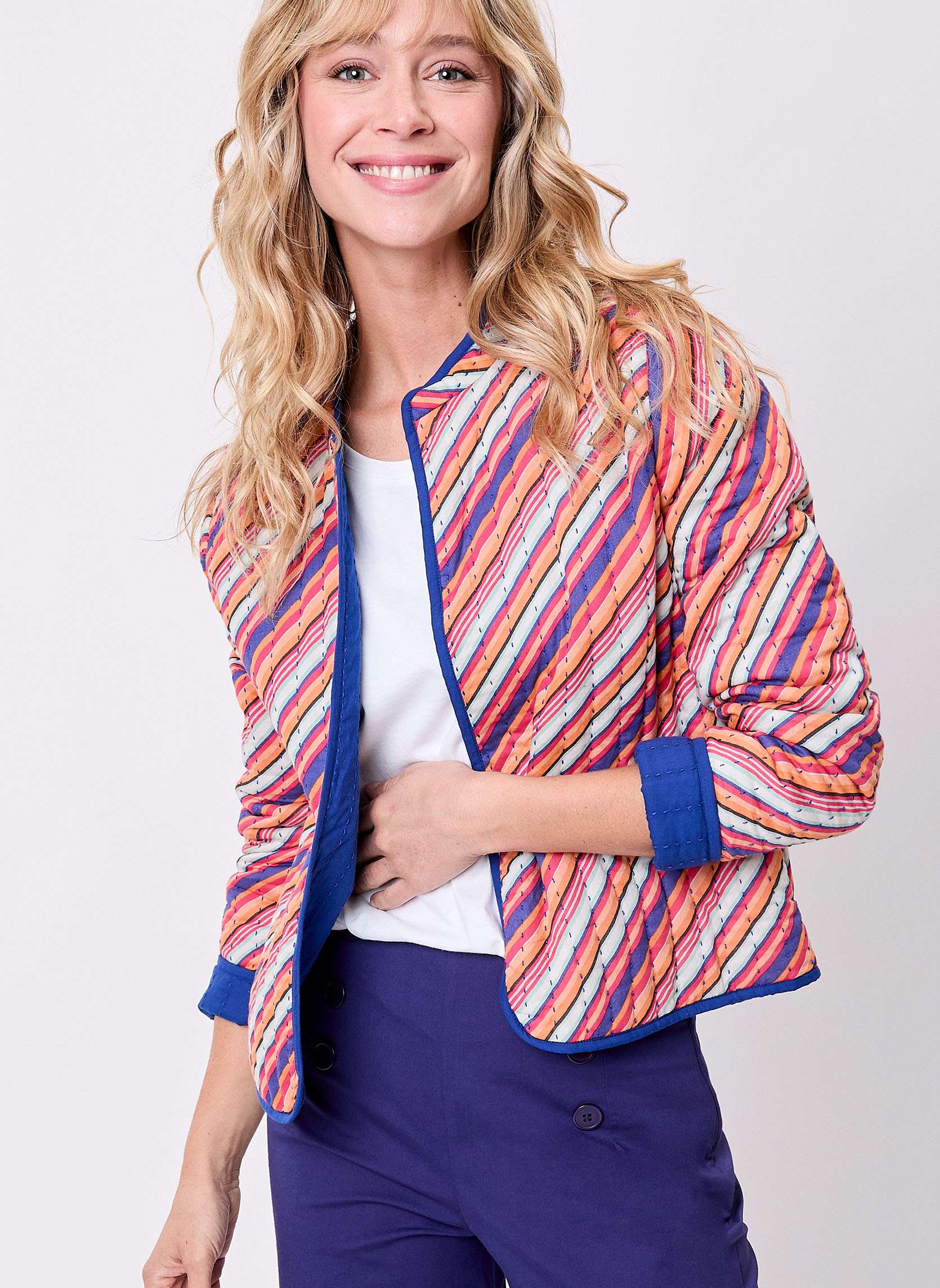 Vestes Veste matelassée réversible coton bio ANETE femme multicolore La Fiancée Vestes Veste matelassée réversible coton bio ANETE femme multicolore Multicouleur