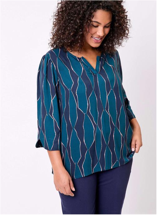 La Fiancée Blouses Blouse imprimée fluide col tunisien HORACE femme bleu