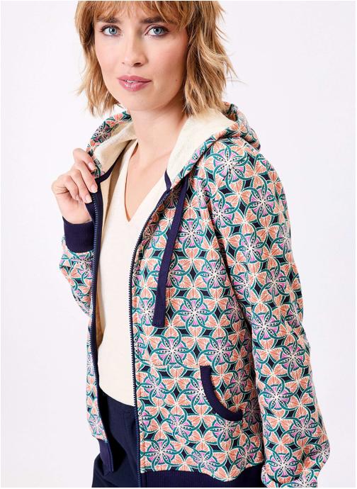 La Fiancée Sweats à capuche Sweat imprimé à capuche coton bio WOODINE femme bleu