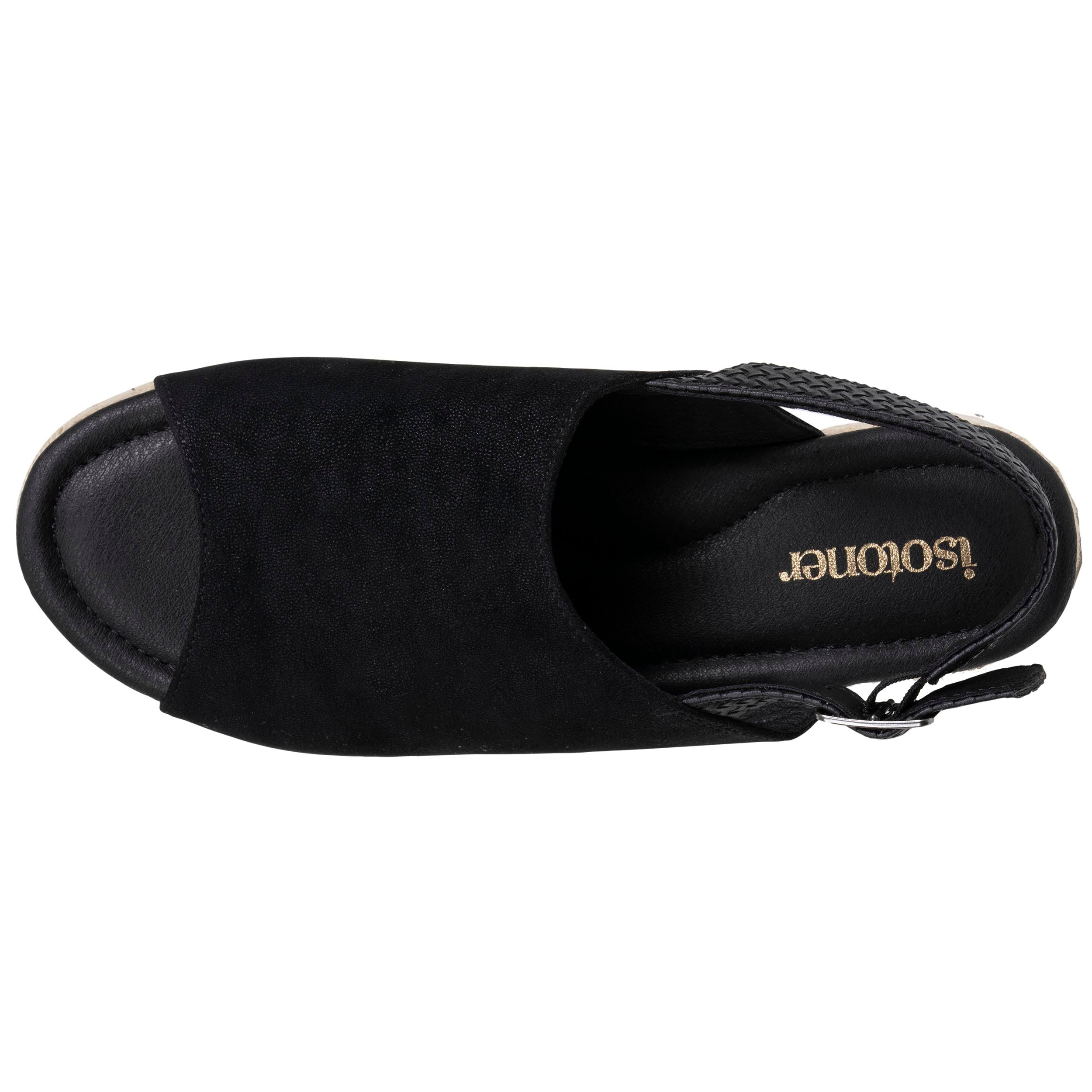 Sandales Sandales Femme semelle plateforme corde Noir femme noir Isotoner Sandales Sandales Femme semelle plateforme corde Noir femme noir Noir verni