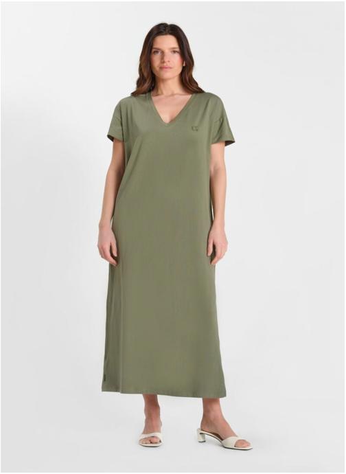 Le temps des cerises Robes Robe longue droite ROSANNA Khaki femme vert