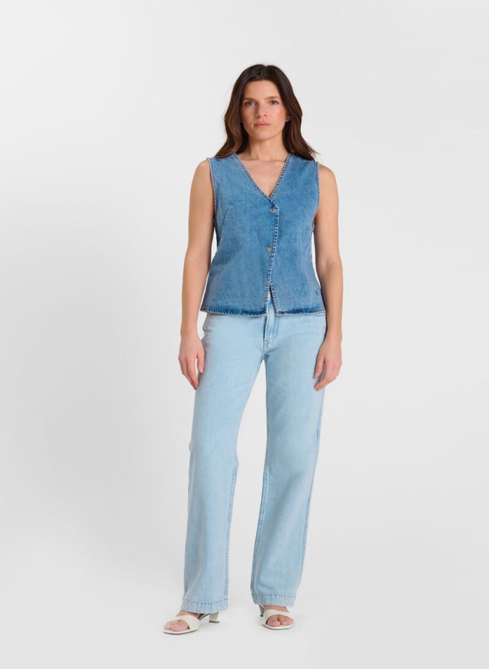 Vestes Gilet sans manches MELORA Blue femme bleu Le temps des cerises Vestes Gilet sans manches MELORA Blue femme bleu Bleu