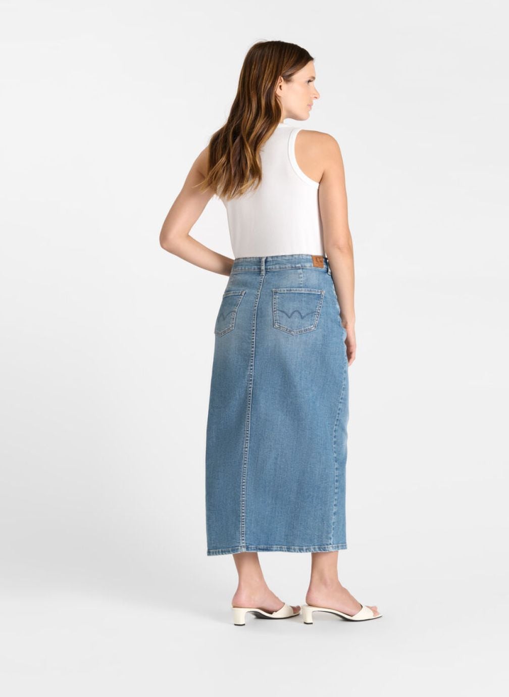 Jupes mi-longues Jupe droite en jeans ERYKHA Blue femme bleu Le temps des cerises Jupes mi-longues Jupe droite en jeans ERYKHA Blue femme bleu Bleu