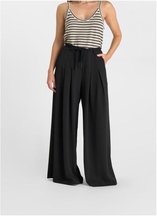 Le temps des cerises Pantalons droit Pantalon loose Black femme noir