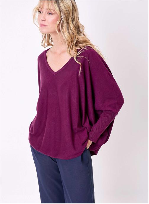 La Fiancée Pulls Pull oversize maille femme LANNA femme violet