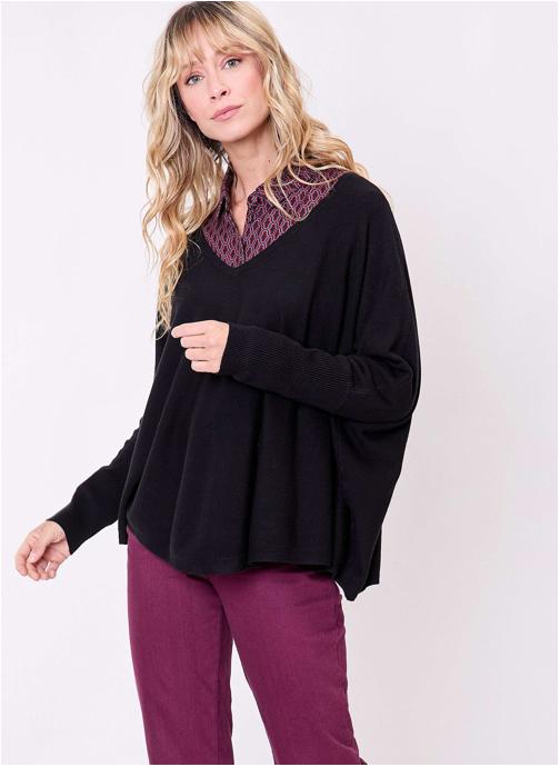 La Fiancée Pulls Pull oversize maille femme LANNA femme noir