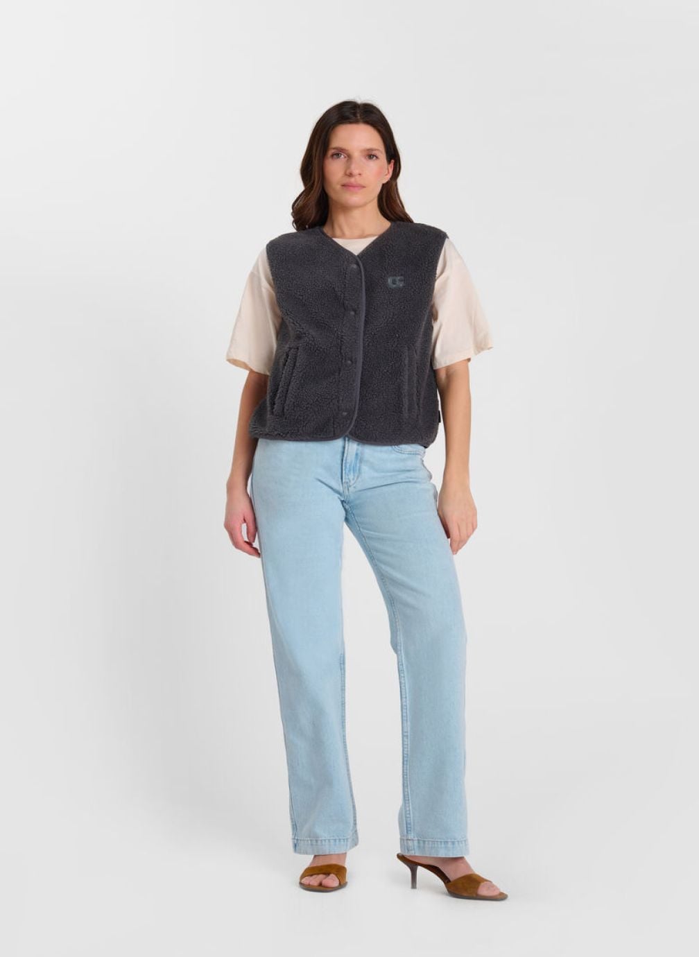 Vestes Veste sans manches GUDRU Grey femme gris Le temps des cerises Vestes Veste sans manches GUDRU Grey femme gris Gris