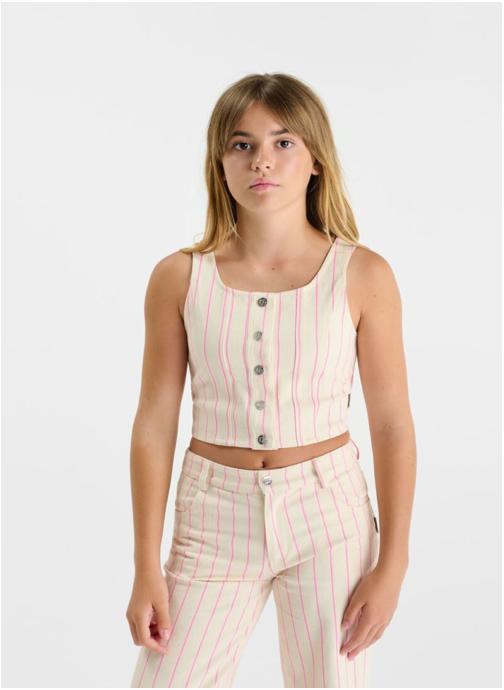 Le temps des cerises Débardeurs Top en jeans LAIFGI White fille blanc