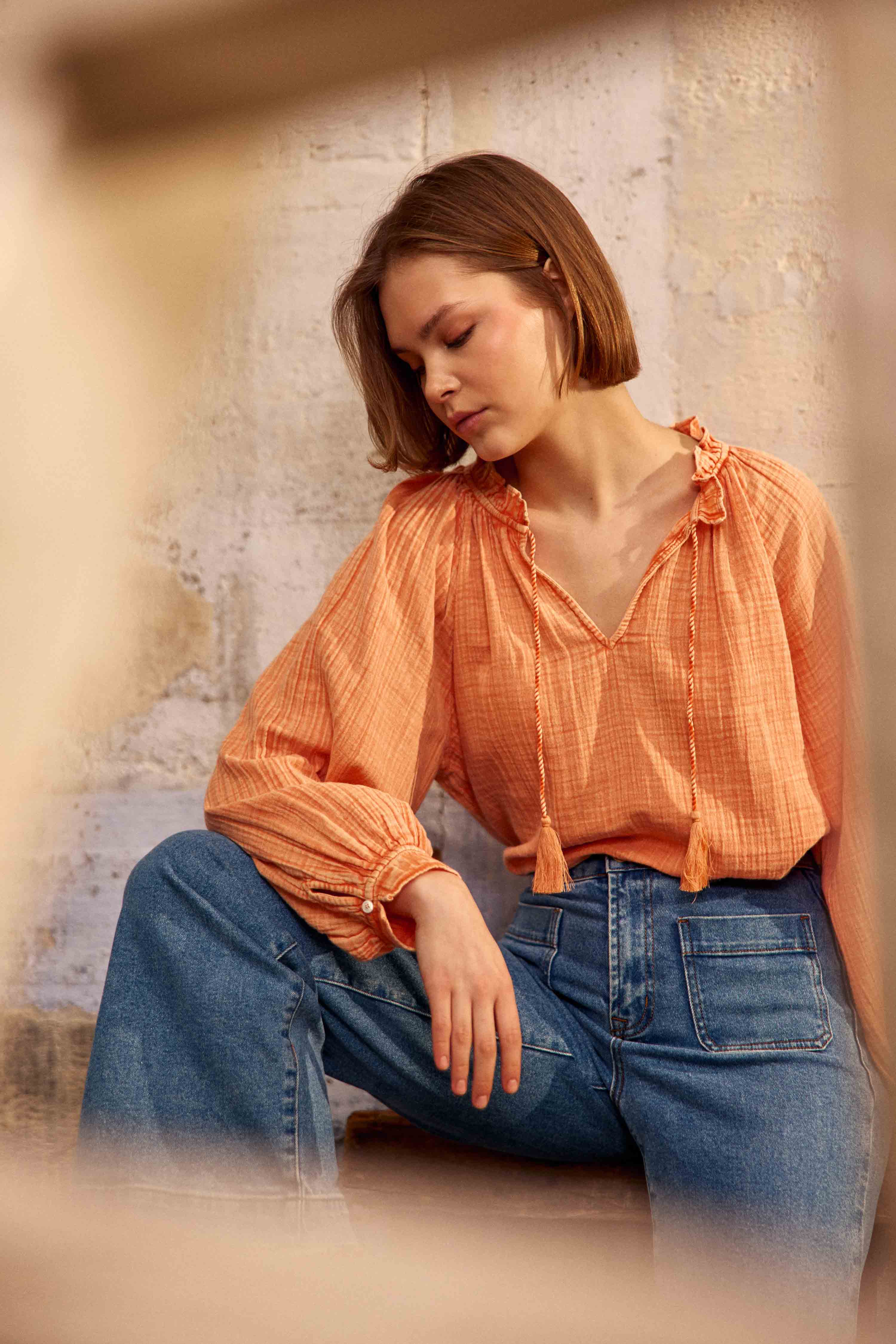 Blouses Blouse - BRISKA - 50-rouge femme orange La Petite Etoile Blouses Blouse - BRISKA - 50-rouge femme orange Orange
