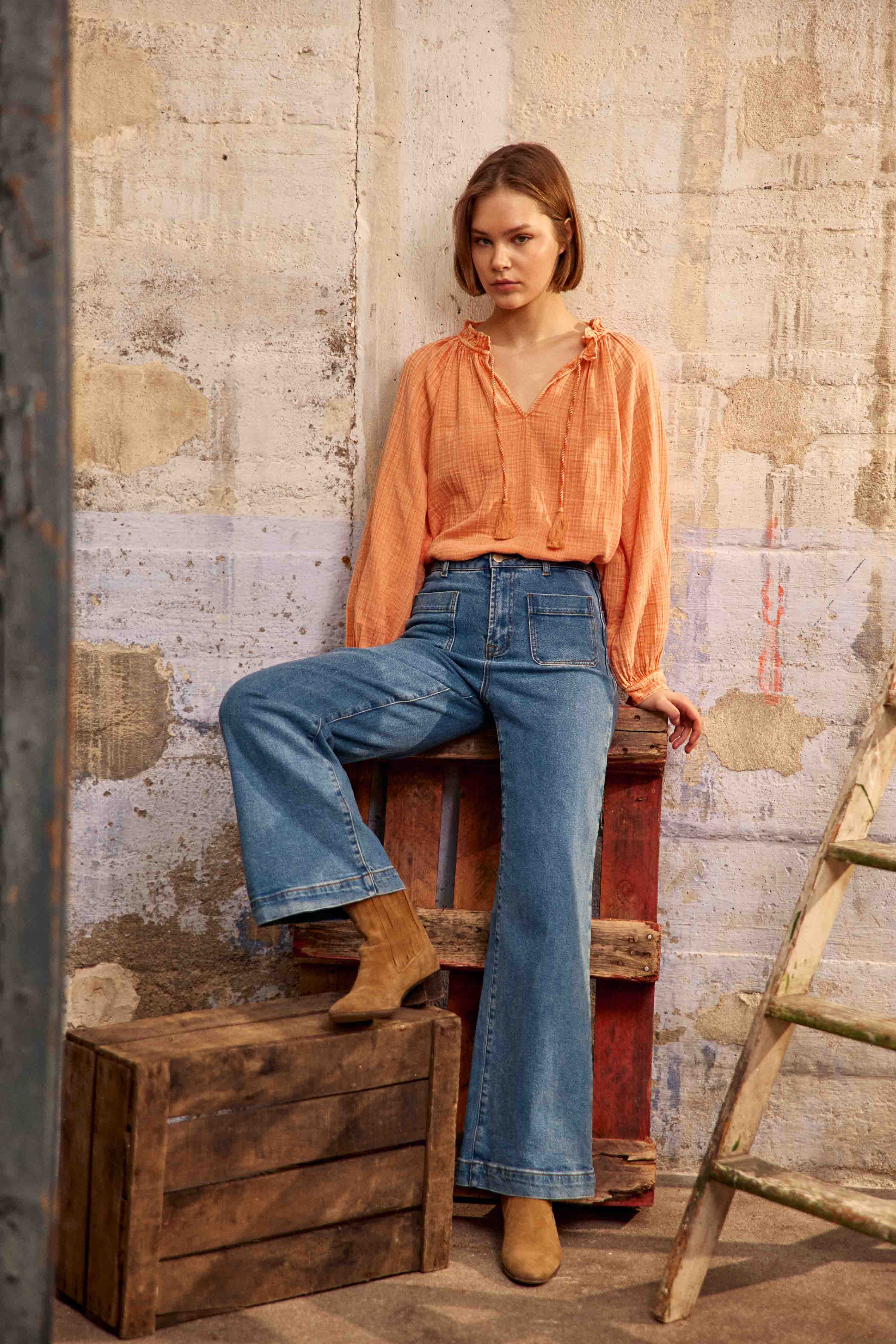 Blouses Blouse - BRISKA - 50-rouge femme orange La Petite Etoile Blouses Blouse - BRISKA - 50-rouge femme orange Orange