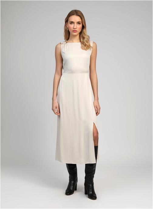 An'ge Robes ROBE MIDI MYSTRAL ecru femme blanc