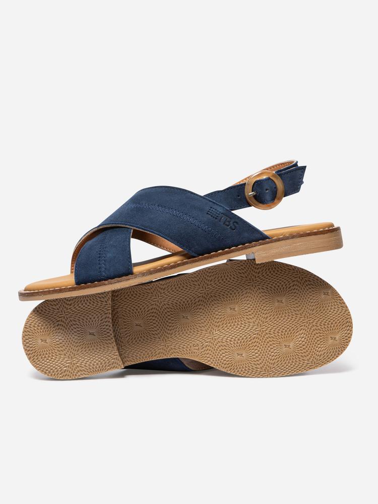Sandales Mules ASSIANE NOISETTE femme bleu TBS Sandales Mules ASSIANE NOISETTE femme bleu Bleu marine