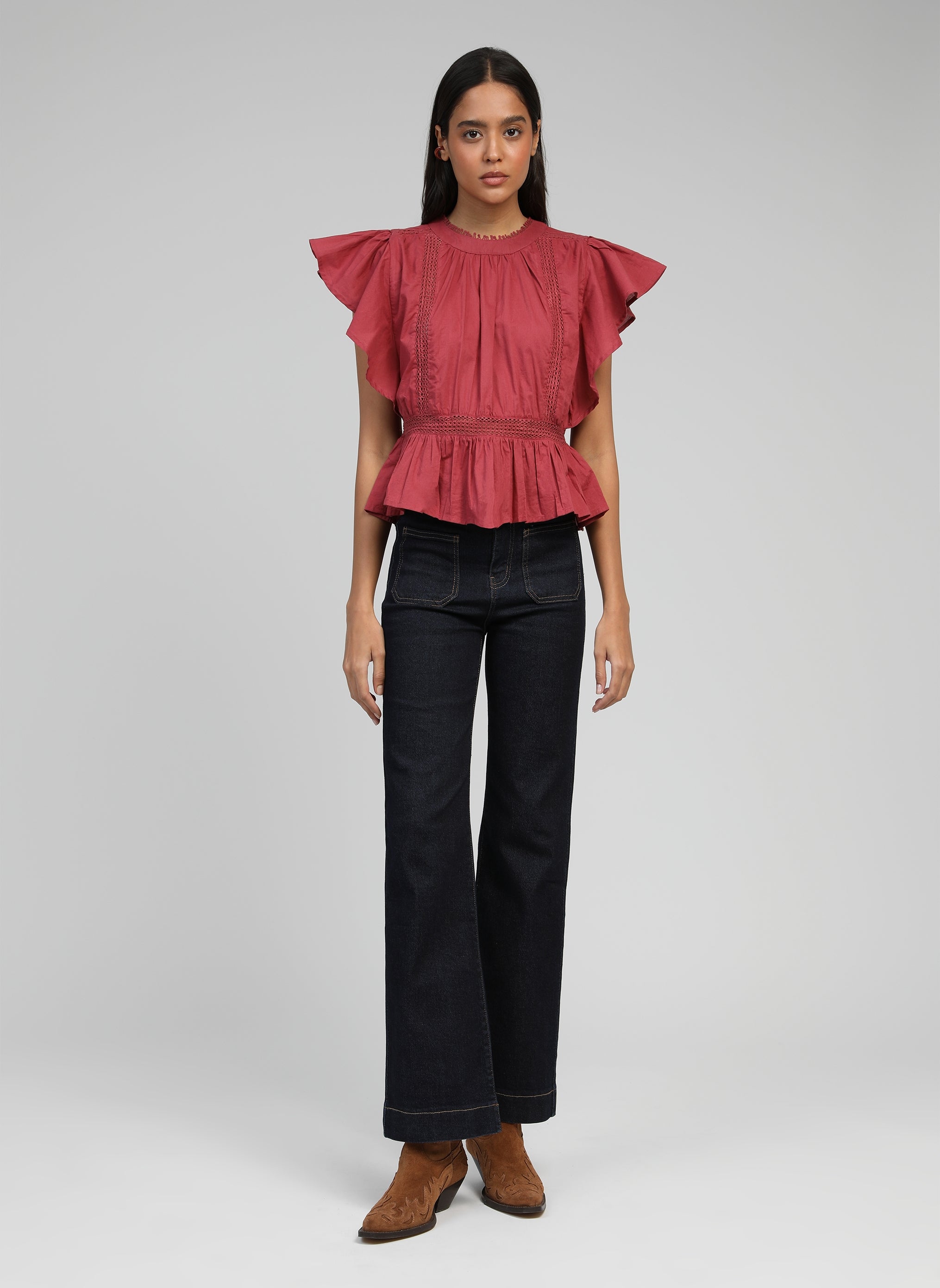 Blouses BLOUSE SALEKINA terracotta femme rouge An'ge Blouses BLOUSE SALEKINA terracotta femme rouge Rouge
