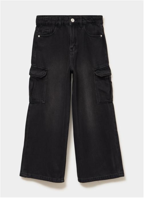 CREEKS Jeans droits Jean - CRE4_DWIDE_CARGO fille noir