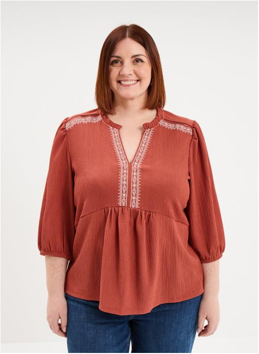 CREEKS Blouses T-shirt - CRE3_TFOLK_GT femme marron